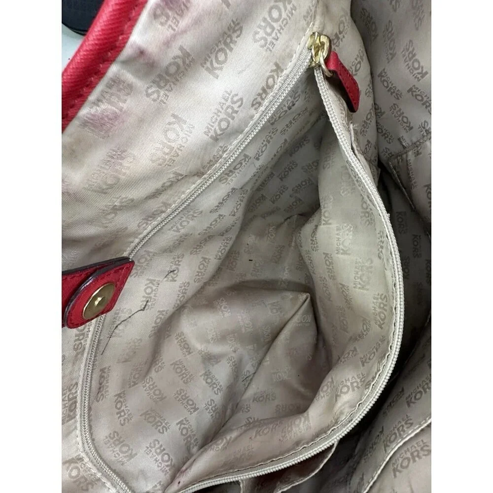 Michael Kors Leather Jet Set Travel Tote Bag Red 35S3GTVT2T